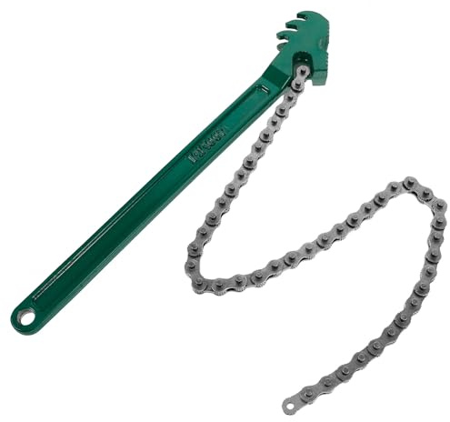Mikikit Ketten ölfilterschlüssel mit Rutschfestem Griff Multifunktionaler Rohrschlüssel für Sanitär Mechanikarbeiten Geeignet für Ölfilterwechsel und Reparaturen