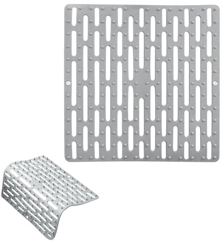 QTORCHE Tapis Évier Cuisine Égouttoir, Tapis Évier Antidérapant et Ajouré pour Vaisselle, Protection de Fond d’Évier Multi-Usage, Résistant à la Chaleur, 26 x 25,5 cm×1,5cm