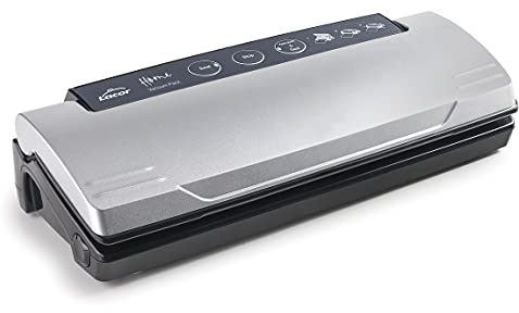 LACOR - 69050 - Envasadora al vacío doméstica, Máquina de vacío, Selladora de alimentos Automático y/o Manual, Especial para Conservar Alimentos Secos y Duros, Potencia: 110W, Acero Inoxidable, Gris