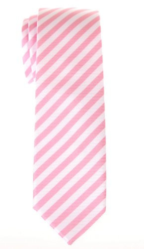 Retreez Corbata de microfibra fina a rayas para hombres Rosa y blanco
