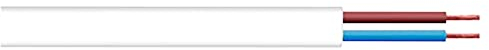Merriway BH01448 2-Core Flat Flex Cable, 2192Y 0.5mm White, 10 Metres (33 feet)