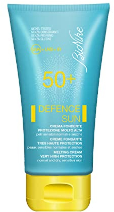 Bionike Defence Sun - Crema solare waterproof dalla consistenza leggera, protegge dai danni dei raggi solari UVA e UVB, donando una pelle protetta e rinforzata, 50 ml
