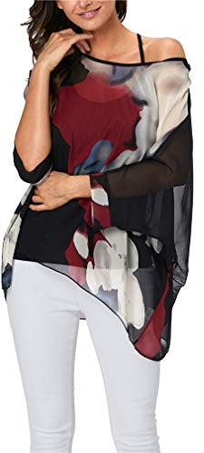 Vanbuy Loose Casual Tunic Blouse Vacation Outfits for Women Flowy Sheer Tops Chiffon Cover up Bohemian Clothes Summer Tops Blouses Dressy