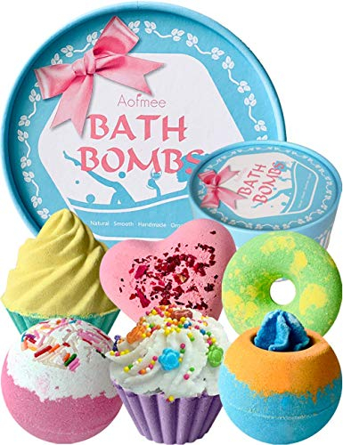 Aofmee Badebomben Geschenkset, 6pcs Badekugeln, Geschenke für Frauen, Freundin, Kinder, Geschenk für Mama, Badezusatz, Schaumbad, Badezusatz Kinder, Badekugel für Geburtstags Weihnachts Valentinstag