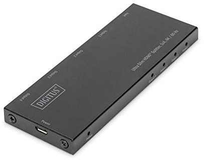 DIGITUS Répartiteur HDMI 1x4 – 1x entrée, 4 Ports de Sortie – UHD 4K 60 Hz | HDMI 2.0, HDCP 2.2 / 1.4 – HDR, 3D, Deep Color, protection ESD