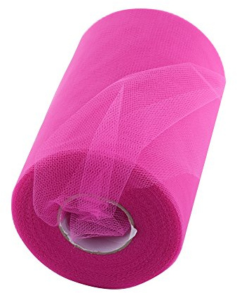 Longzhou Tüllrolle, 100 Yards 15cm DIY Hochzeitsdekoration Tüllrolle Spule Bekleidung Strickstoff zum Nähen Teil(rosarot) | Organza Rolle Ideal für DIY handgemachte Geburtstag Party Hochzeit Dekorationen Weihnachten Handwerk liefert - Rosarot