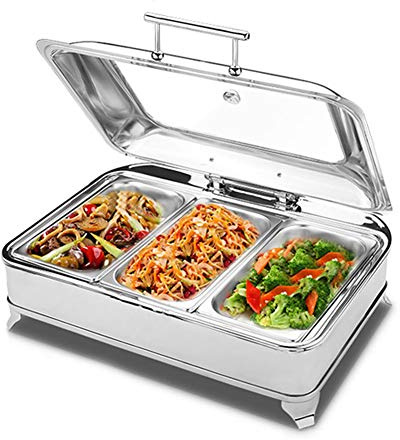 Aprilhp Chafing Dish, Warmhaltebehälter Essen, Buffetwärmer Speisenwärmer Elektrisch, Wärmebehälter für Essen, GN Behälter 1/1, 1/2, 1/3, Essen Warm Halten, 9Lgn 1/3