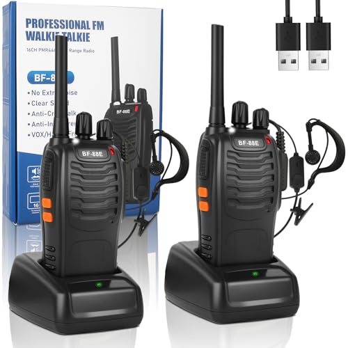 Nestling 2pz Walkie Talkie,88E Lunga Distanza 16 Canali Due-Via Radio - FM Ricetrasmettitore Handheld con LED Luce Auricolare ed Auricolari Originali