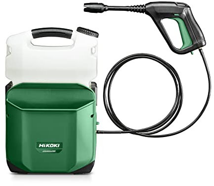 HIKOKI Akku-Hochdruckreiniger - 20 bar, 18 V, Brushless Motor, variabel einstellbare Düse, 3 m Schlauch, 8 L Tank, 5-stufiger Druckregler, tragbar, leistungsstark - Inkl. Akku und Ladegerät