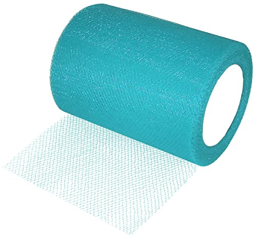 AERZETIX - C55280 - Rolle tüllnetz - tüllband 8 cm x 15 m - farbe : türkis - für konfektion nähen kleidung handwerk decoration - für besondere anlässe hochzeit taufe geburtstag