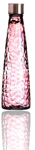 WESTCRAFT Borraccia in vetro vintage (diamante), 750 ml, singola o in set, bottiglie di vetro con tappo a vite, per acqua, succhi di frutta, bevande, lavare solo a mano, colori pastello a scelta