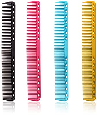 LEDSHLIU Confezione da 4 pettini a doppia estremità in fibra di carbonio, (nero + blu + rosa + giallo chiaro)