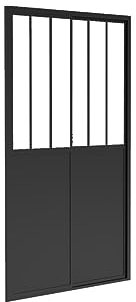Vente-unique - Porte de douche coulissante noir mat style atelier - 120 x 195 cm - URBANIK
