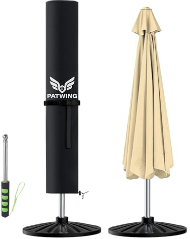 PATWING Sonnenschirm Schutzhülle mit Stab - 600D Oxford Abdeckung für Ampelschirm 2 bis 4 M, Wetterfest, Wasserdicht, UV-Anti und Robustheit, Sonnenschirm Hülle (240x57x57/57cm)