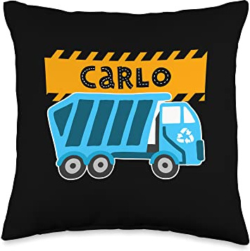 Waste Collector Dump Trash Recycling Lover Carlo Trash Kids Collector Ecologist Garbage Truck Throw Pillow, 16x16, Multicolor