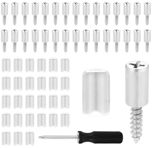 Mynoozi 100 Stück Regalbodenträger, Einlegeboden Halter, Regalstifte mit Gummischutz, Regalbodenträger Bodenträger, Selbstschneidende Schrauben Halterung für Möbel Schränke Regale Bücherregal