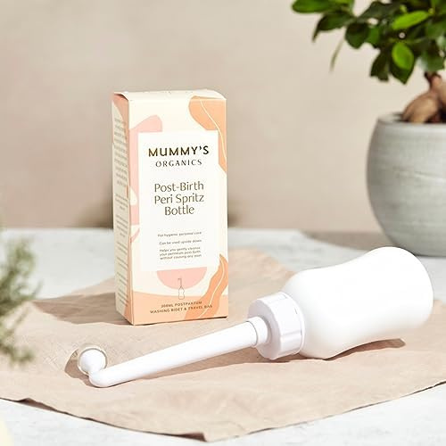 Mummys Organics – Bouteille de lavage périnéale post-naissance, bouteille à bec verseur coudé de 300 ml, sac de naissance à l'hôpital, essentiels post-partum, bidet portable, flacon de spitz péri –