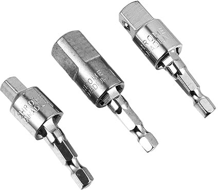 BESTonZON 3pcs Impact Drill Socket Adapter Rotatable Handle Drill Socket Adapter for Automotive DIY Home Repair