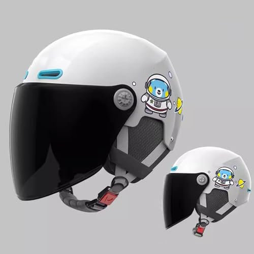 QJWMatic Kinder-Motorradhelme Offener Helm Roller Leichter Moped-Helm Für 2–12 Jahre Alte Jungen Und Mädchen Vier Jahreszeiten E,50-58CM