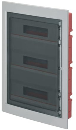 Centralino ad incasso, 54 (3x18) moduli, con morsettiera 6x10mm, grigio, IP40, sportello in policarbonato fume' - Elettrocanali EC63054E