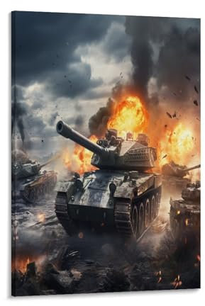 NAHCBIOT Panzer Poster Wallscroll Wandbanner Für Dekorative Rollbild Wandbild Stoff Poster Leinwand Wandkunst Wand-Deko Leinwandbilder Spiel-Poster Ölgemälde 16x24inch(40x60cm)