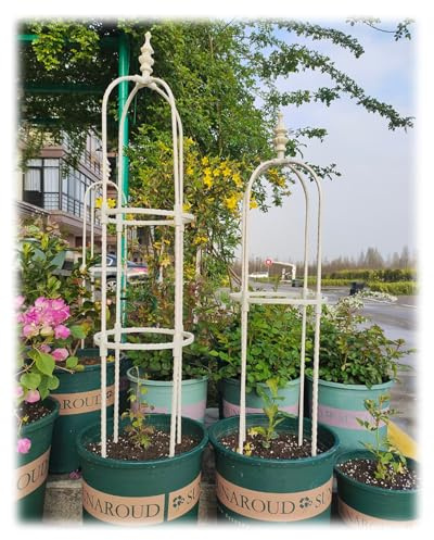 Rankhilfe Obelisk Metall Rosensäule Wetterfest Turm Rankhilfe Rankgitter Spalier Für Innen- Und Außenbereich 90cm/120cm/150cm/180cm High Ranksäule Für Kletterpflanzen ( Color : Weiß , Size : ID28cm*H1