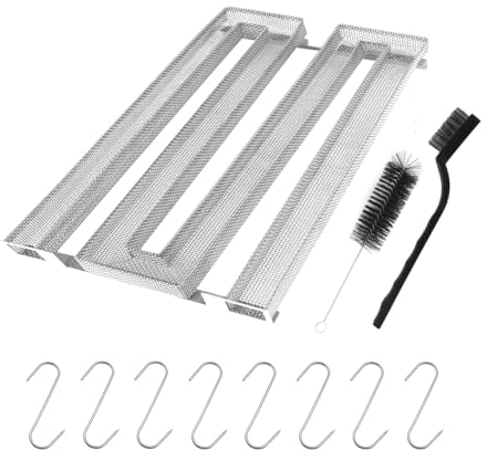 XPJBKC Kaltrauchgenerator, Räucherschnecke Edelstahl, Rauchgenerator mit 8 Haken und 2 Bürste, Sparbrand Kaltraucherzeuger, Mehrweg Kalträuchern für Kugelgrills, BBQ und Smoker