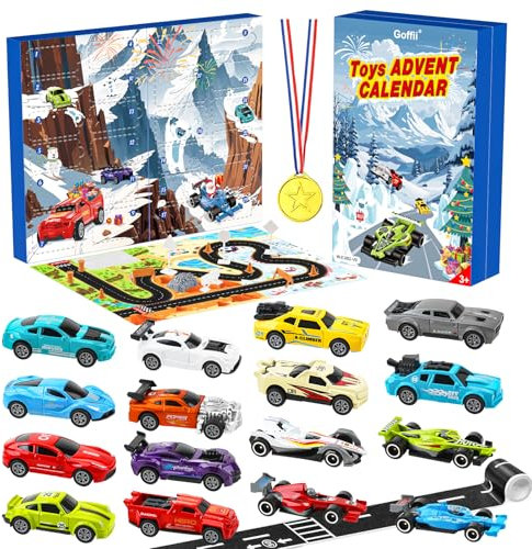 Calendario de Adviento 2025, coches extraíbles para niños, juguete de carreras de coches de rally de coches deportivos, regalo de calendario de Navidad de 24 días para niños y niñas de 3 a 12 años