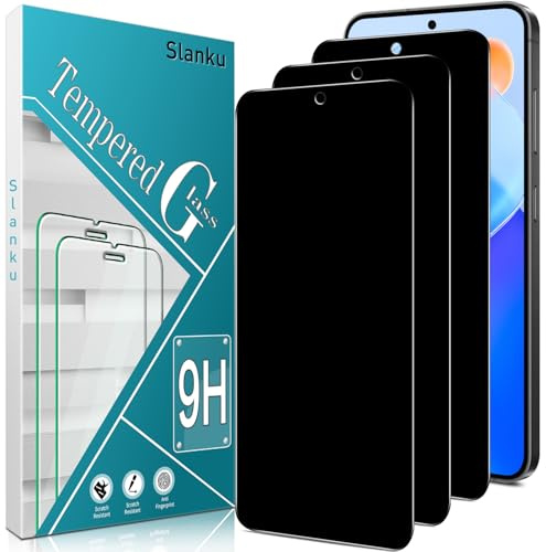 Slanku 3 Stück Sichtschutz Schutzfolie für Samsung Galaxy S24 FE, Anti-Spy, Fingerabdruck ID Kompatibel, 9H Härte, HD Schutzglas Folie, Anti- Kratzer