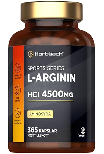 L-Arginine | 365 Comprimés Végans | 4500 mg de L-Arginine HCL par Dose Journalière | Base d’Arginine HCl pour une Biodisponibilité Maximale | Supplément Hautement Dosé | Horbaach