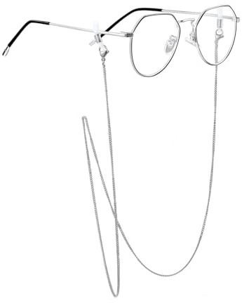 ChainsPro Chaînes à Lunettes Argenté/Or/Noir Acier Inoxydable Ceintures de Lunettes pour Homme Femme 1.2/1.8/3.5/4mm Largeur Chaînes Accessoires de Lunettes de Soleil 72cm