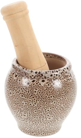 IMIKEYA Prensa de Ajo de Piedra Machacador de Ajo de Cerámica Mortero de Recipiente para Triturar Condimentos para Uso Cocina para Moler y Especias