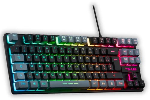 The G-Lab - Keyz Caesium TKL - Tastiera Gamer TKL 87 Tasti cablati USB AZERTY, RGB personalizzabile, Macro programmabili - Tastiera Gaming Compact senza tastierino numerico PC/PS4/PS5/XBOX -