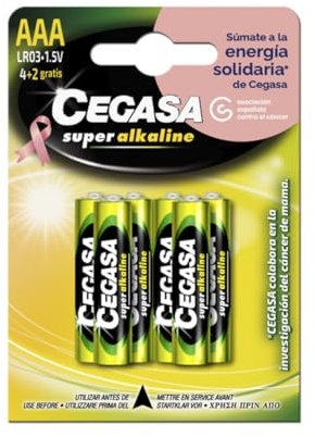 Pila CEGASA AAA LR03 Super alkalina 4+2 ASOC. contra Cancer DE Mama