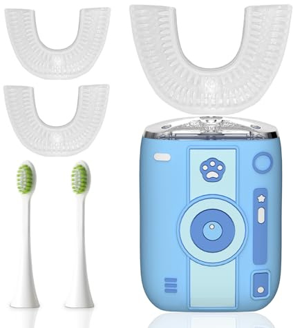 yeklike Cepillo de dientes eléctrico automático Sonic para adultos, limpieza oral de 360°, blanqueamiento de manchas, IPX7 impermeable, recargable, 3 cabezales de cepillo en forma de U + 2 cabezales
