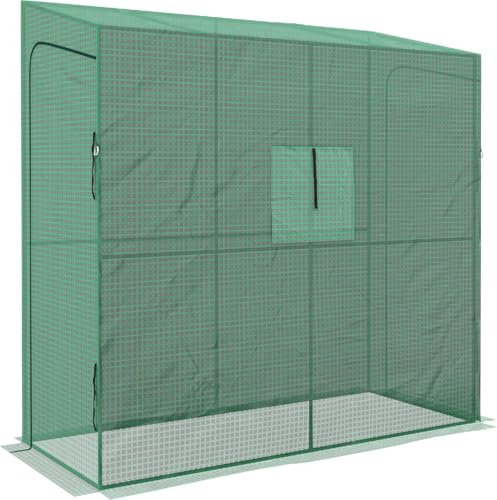 DecHome - Serra da Giardino a Muro con 2 Porte Avvolgibili e Copertura in PE Anti UV 200x80x200 cm colore Verde