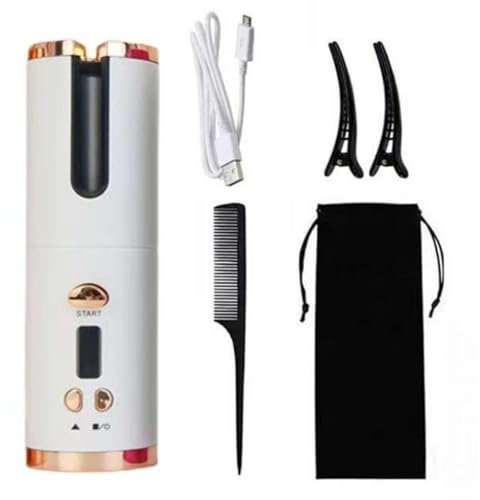 Mini rizador Rizador de pelo recargable inalámbrico Plancha corrugada automática Rizador de pelo automático que libera las manos Control de temperatura de 6 velocidades