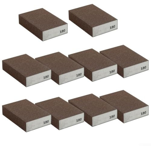 10Pcs Wet and Dry Sanding Sponge Blocks for Polishing, Abrasive Foam Pads for Cleaning and Refinishing (180Grit)