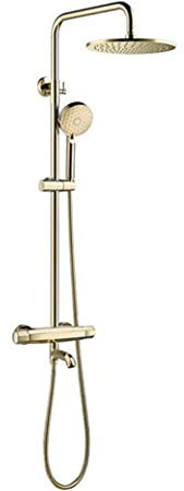 Doccia termostatica con miscelatore deviatore in ottone, soffione doccia a pioggia da 25,4 cm e doccetta, set di rubinetti a cascata da parete