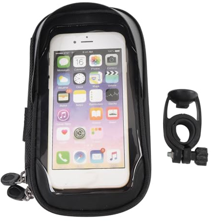 BuyWeek Fahrradtasche Rahmen, 360 Grad Drehen Fahrrad Handytasche Vordere Sonnenschirme Touchscreen Handyhalterung Wasserdicht Lenkertasche für Montainbike Rennrad (Schwarz)