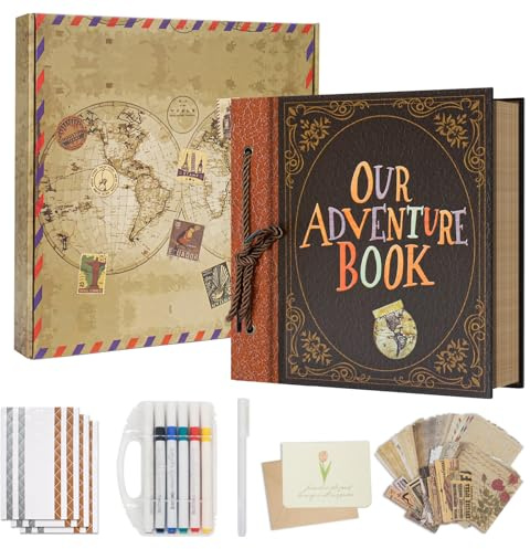 Remowith Kit per Album di Ritagli, 25,5 x 25,5 cm Fai da Te con Copertina Rigida in Carta Kraft con 40 Fogli e 80 Pagine, Regalo Creativo per Anniversario, Matrimonio, Compleanno, Viaggio