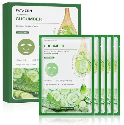5 Pezzi Skincare Face Mask, Daily Care maschera per il viso, Cetriolo Maschera Viso Idratante, Skincare Mascheras, Idrata E Lenisce La Pelle in 15 Minuti, Adatto a tutti i tipi di pelle