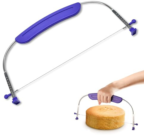 Bestac Adjustable Cake Leveler - Stainless Steel Wire,9-Level Height Setting, Even Slicing for Layer Cakes, Ideal for Baking, Birthday/Wedding Cakes, Home & Bakery Use (Purple)