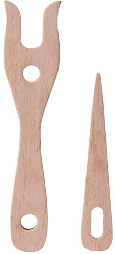 Lucet Fork and Big Eye Nalbinding Needle, Wooden Knitting Needles, DIY Weaving Tools for Knitters Crocheters, Bracelet Necklace Braided Tools