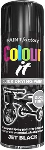VARNOX All Purpose Black Gloss Spray Paint 250ml – Quick Drying, High-Coverage Aerosol for Interior & Exterior Use on Metal, Plastic & Wood, Durable Smooth Finish (1PCS)