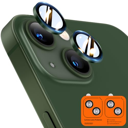 TOCOL 2 Pack for iPhone 13 / iPhone 13 Mini Camera Lens Protectors | Individual Tempered Glass Protectors, Easy Installation, Case Friendly, Anti-Scratch, HD Night Shooting Mode, Alpine Green