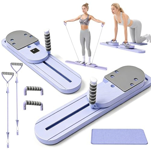 Pilates Reformer Board mit Widerstandsbändern, Tragbares Mini Pilates-Gerät | Für Core-Training & Ganzkörper-Workout, Platzsparend & leicht, Ideal für Zuhause & Fitnessstudio