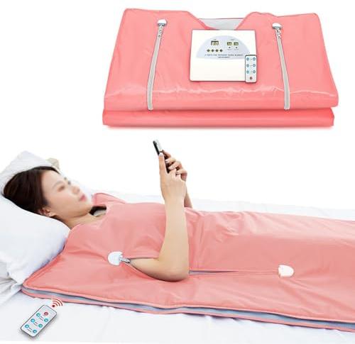 GNbow Couverture de Sauna Infrarouge Lointain | Couverture de Sauna Portable 2 Zones Contrôle Indépendant avec Fermeture Éclair pour Mains | Couverture de Sauna avec Température Réglable