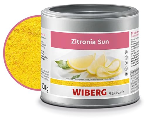 WIBERG Zitronia Sun – Zubereitung mit natürlichem Zitronenöl – Intensiver Geschmack von Zitronen für Süßspeisen & Getränke, 300 g