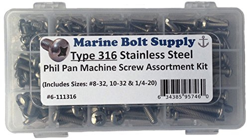 Type 316 Stainless Steel Phillips Pan Machine Screw Kit Marine Bolt Supply 6-111316